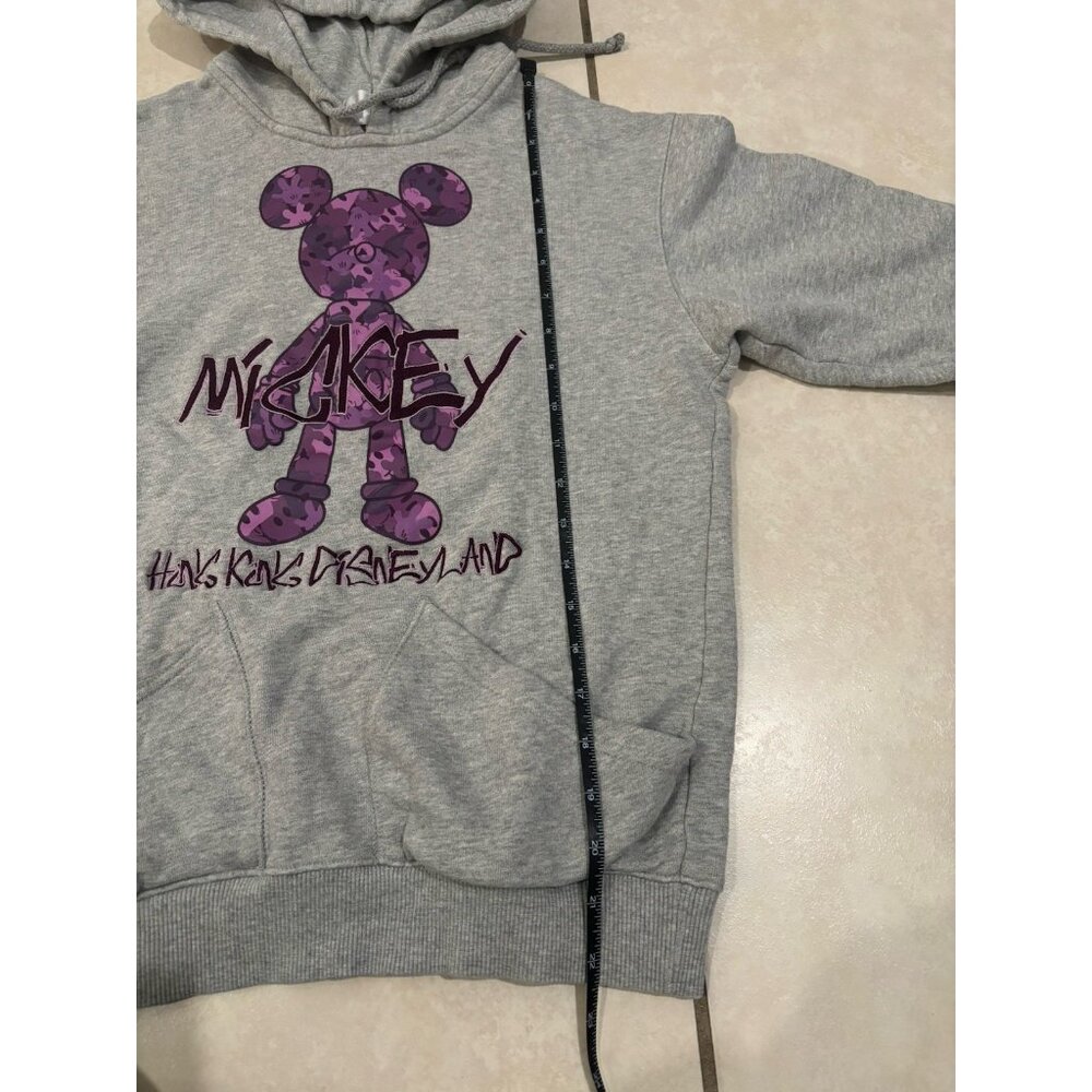 Disneyland Hong Kong Purple Mickey Mouse Gray Hoodie Pullover Size XS Women’s - Picture 12 of 12
